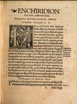 Enchiridion militis Christiani : cum alijs quoru[m] Catalogum pagellae sequentis Elenchus indicabit
