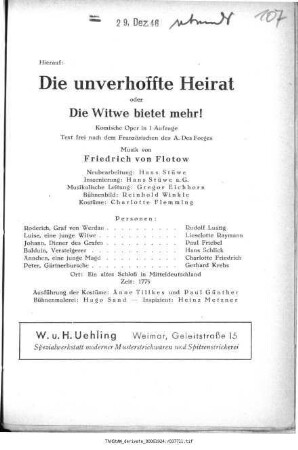 Die unverhoffte Heirat oder Die Witwe bietet mehr!