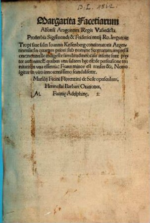 Margarita Facetiarum Alfonsi Aragonum Regis Vafredicta