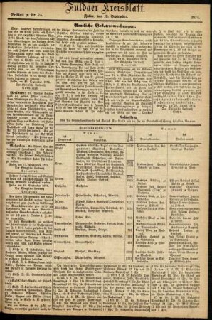 Zweite Ausgabe vom Samstag, den 19. September 1874.