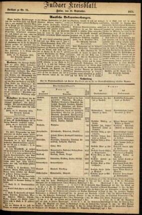 Zweite Ausgabe vom Samstag, den 19. September 1874.