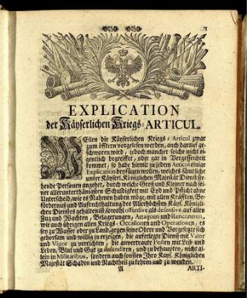 Explication der Käyserlichen Kriegs-Articul.