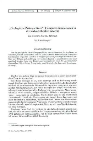 "Geologische Zeitmaschinen" : Computer-Simulation in der Sedimentbecken-Analyse