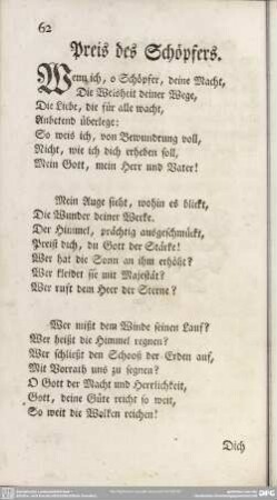 Preis des Schöpfers