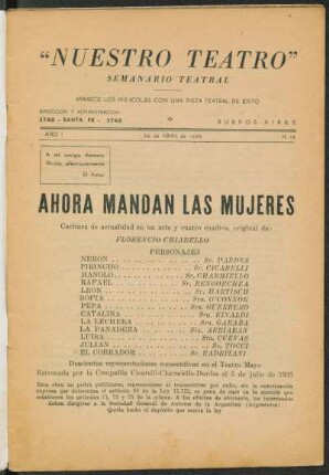 1936001900: Ahora mandan las mujeres : caricatura en un acto y 4 cuadros