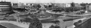 130° Panorama, Blick über den Blücherplatz Richtung Mehringplatz. Berlin-Kreuzberg, Blücherplatz