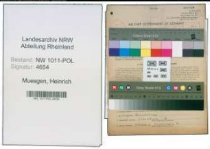 Entnazifizierung Heinrich Muesgen , geb. 25.04.1909 (Polizeibeamter)