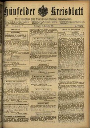 Ausgabe vom Dienstag, den 10. September 1918.