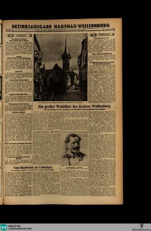 Straßburger neueste Nachrichten : amtliche Tageszeitung und Regierungsanzeiger für das deutsche Elsass ; [...] ; Bezirksausgabe Nord : Hagenau, Weißenburg, Bezirksausgabe Hagenau-Weissenburg
