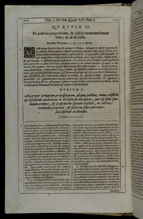 Quæstio III. De publica propositione, & iudice controversiarum fidei; ac de Ecclesia.