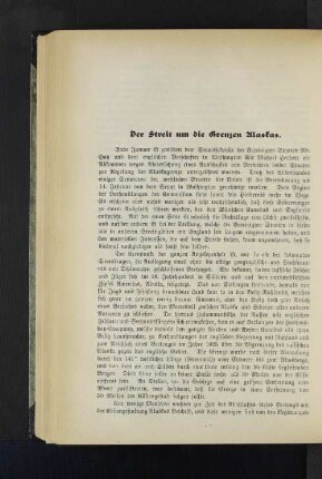 Der Streit um die Grenzen Alaskas.