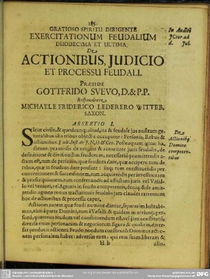 Duodecima Et Ultima. De Actionibus, Judicio Et Processu Feudali
