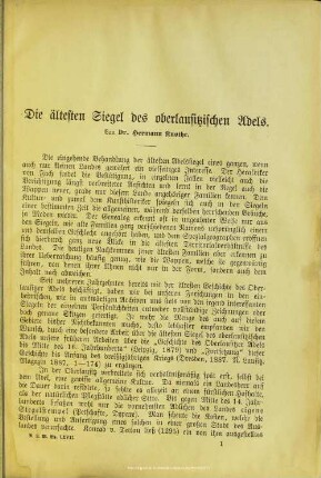 Die ältesten Siegel des Oberlausitzischen Adels