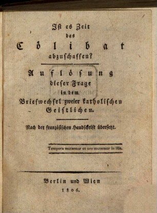 Ist es Zeit das Cölibat abzuschaffen?