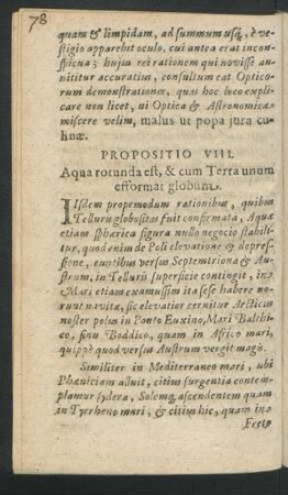 Propositio VIII. Aqua rotunda est, & cum Terra unum efformat globum.