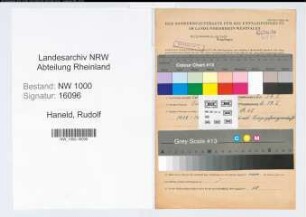 Entnazifizierung Rudolf Haneld, geb. 05.12.1913 (Bahnarbeiter)