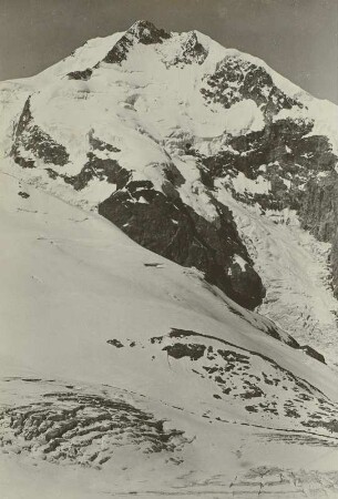 Piz Bernina (4052 m). Blick von der Diavolezzahütte (2977 m) nach Südwesten
