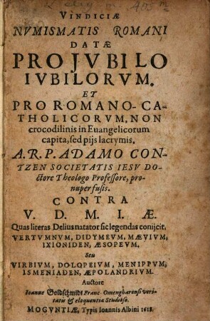 Vindiciae numismatis romani datae pro iubilo iubilorum