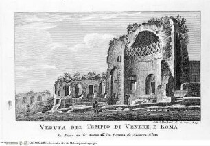 Nuova raccolta delle principali vedute antiche, e moderne dell'alma città di Roma e sue vicinanze / incise a bullino da Achille Parboni l'anno 1824 Roma, Giacomo Antonelli, letztes Jahr im Buch: 1829 - ca. 1830Veduta del Tempio di Venere e Roma - Nuova raccolta delle principali vedute antiche ...