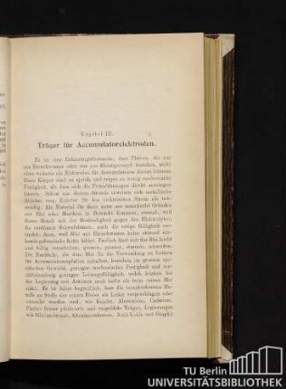 Kapitel III. Träger für Accumulatorelektroden.