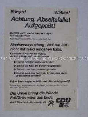 Propagandaflugblatt der CDU zur Bundestagswahl 1983