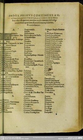 Index Primus Continens Auctores
