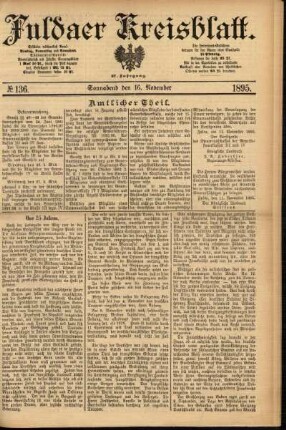 Erste Ausgabe vom Samstag, den 16. November 1895.