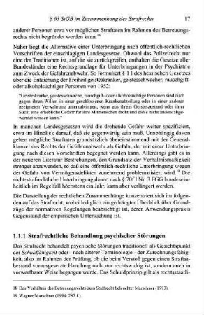 17-19, 1.1.1 Strafrechtliche Behandlung psychischer Störungen