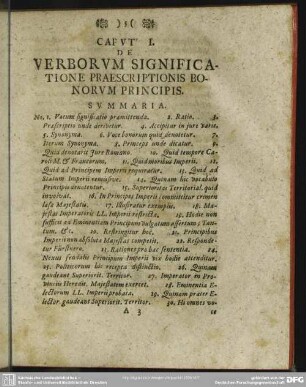 Caput I. De Verborum Significatione Praescriptionis Bonorum Principis