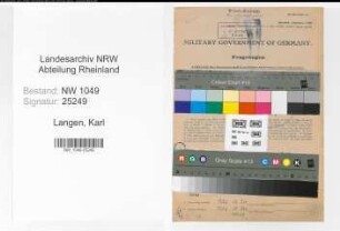 Entnazifizierung Karl Langen , geb. 19.04.1898 (Sekretaer)