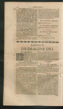 Locus V. De Imagine Dei.