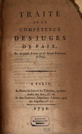 Traité de la competence des juges de Paix