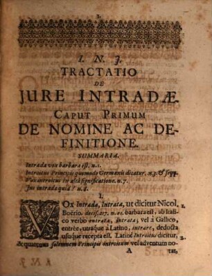 Tractatio De Jure Intradae, vulgo Einritt