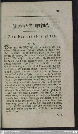 Zweites Hauptstück. Von der geraden Linie