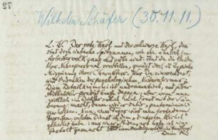 Brief an Wilhelm Schäfer