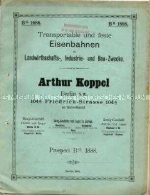 Transportable und feste Eisenbahnen für Landwirthschafts-, Industrie- und Bau-Zwecke.