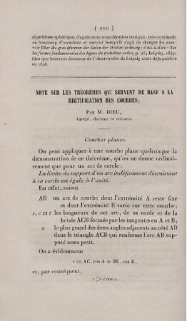 Note sur les théorèmes qui servent de base a la rectification des courbes.