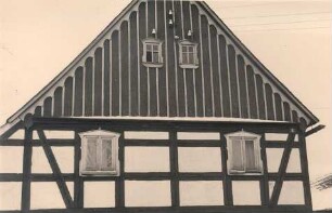 Wohnhaus in Radibor, Detail : Volksarchitektur - Architekturteile. Ort: Radwor / Radibor. Die Fenster eines Fachwerkhauses.