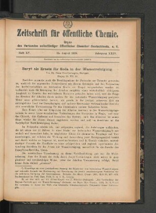 Heft XV. 15. August 1918