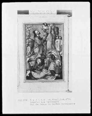 Gebetbuch — Folge von Passionsszenen nach Stichen Schongauers — Jesus im Garten Gethsemane, Folio 8verso
