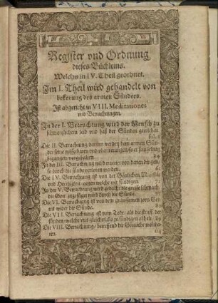Register und Ordnung dieses Büchleins.