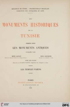 Les monuments historiques de la Tunisie: Les temples Païens