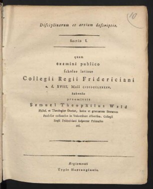 Disciplinarum et artium descriptio : sectio I.