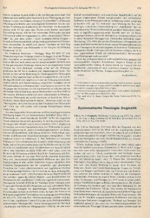 Systematische Theologie: Dogmatik