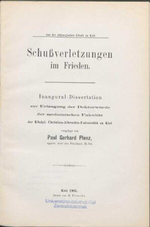 Schußverletzungen im Frieden