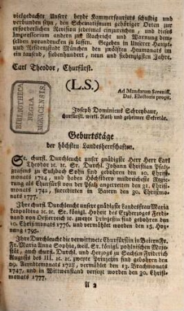Seiner Churfürstlichen Durchleucht zu Pfalzbaiern ... Hof- und Staatskalender : für das Jahr .... 1796