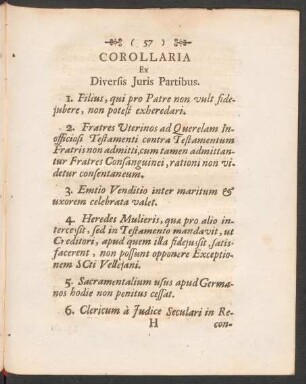 Corollaria Ex Diversis Iuris Partibus.