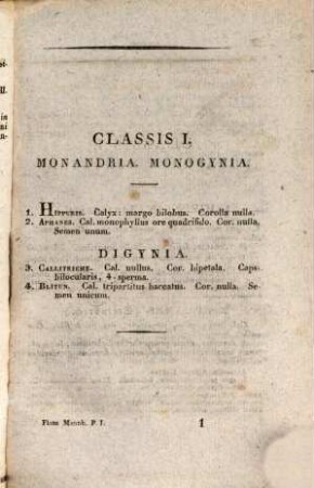 Flora Mannhemiensis et vicinarum regionum cis- et Transrhenanarum, 1. Continens plantarum phaenogamarum Class. I-XIII, cum charta topographica