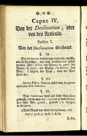 Caput IV. Von der Declination, oder von den Articuln.