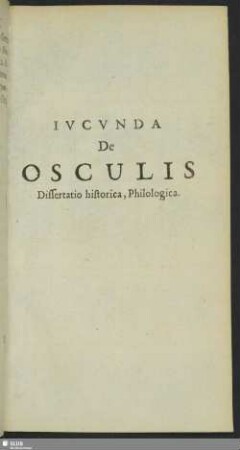 Iucunda De Osculus Dissertatio historica, Philologica